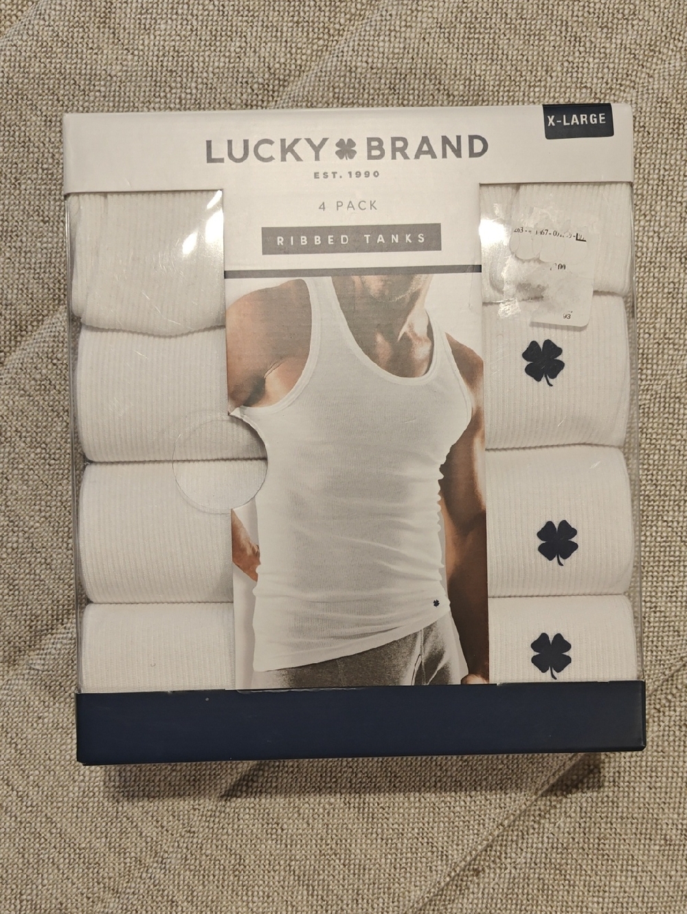 NWT Lucky Brand White Ribbed Tank Tops 4-Pack - X-Large